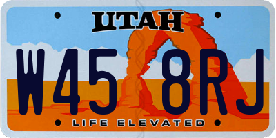 UT license plate W458RJ