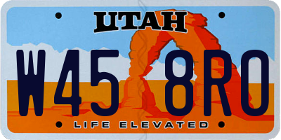 UT license plate W458RO