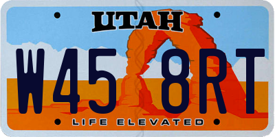UT license plate W458RT
