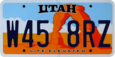 UT license plate W458RZ