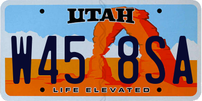 UT license plate W458SA