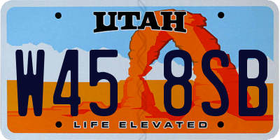 UT license plate W458SB
