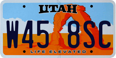 UT license plate W458SC