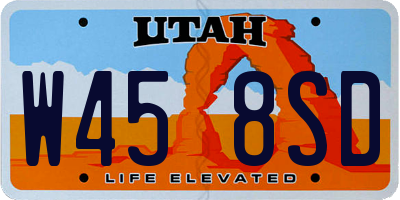 UT license plate W458SD