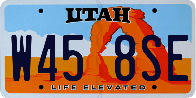 UT license plate W458SE
