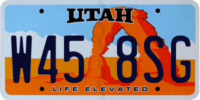 UT license plate W458SG