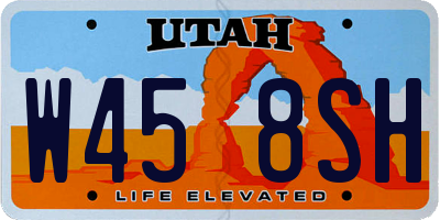 UT license plate W458SH
