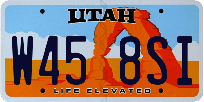 UT license plate W458SI