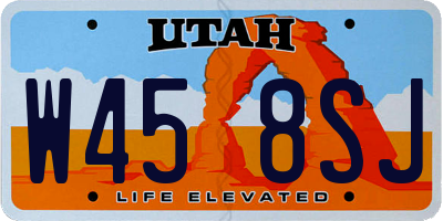UT license plate W458SJ