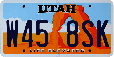 UT license plate W458SK