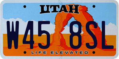 UT license plate W458SL