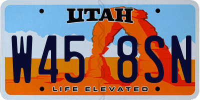 UT license plate W458SN