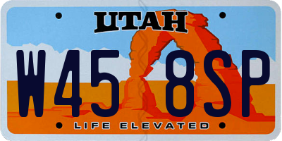 UT license plate W458SP