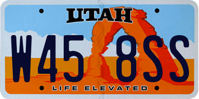 UT license plate W458SS