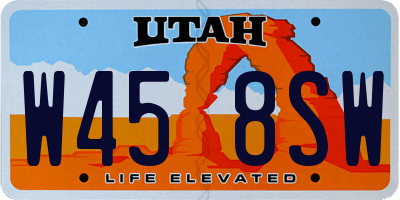 UT license plate W458SW