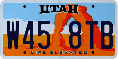 UT license plate W458TB