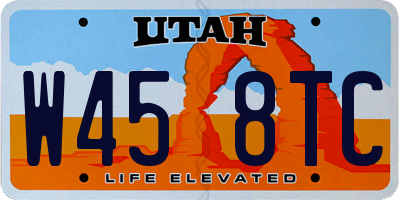 UT license plate W458TC