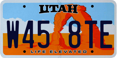 UT license plate W458TE
