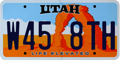 UT license plate W458TH