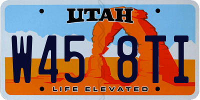 UT license plate W458TI