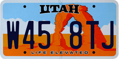 UT license plate W458TJ