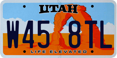 UT license plate W458TL