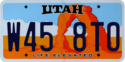 UT license plate W458TO