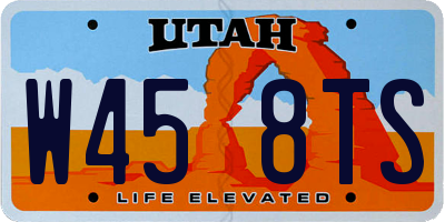 UT license plate W458TS