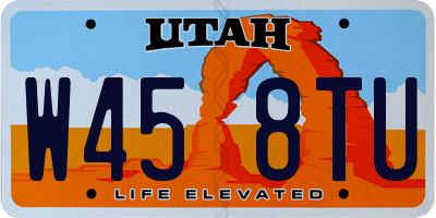 UT license plate W458TU