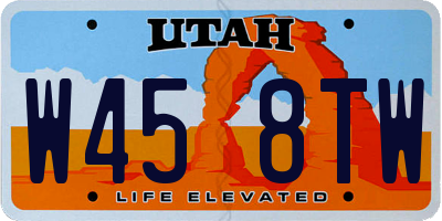 UT license plate W458TW