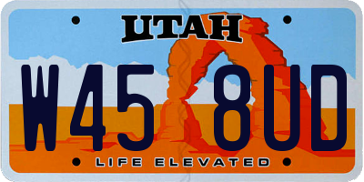 UT license plate W458UD