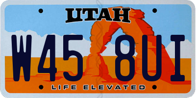UT license plate W458UI