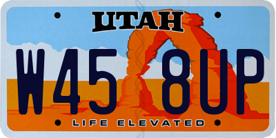 UT license plate W458UP