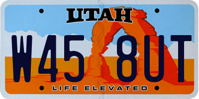 UT license plate W458UT