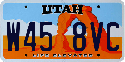 UT license plate W458VC