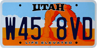 UT license plate W458VD