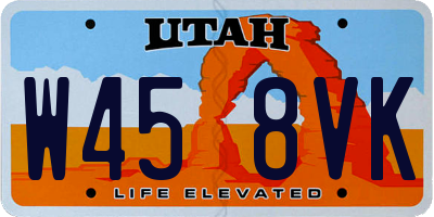 UT license plate W458VK