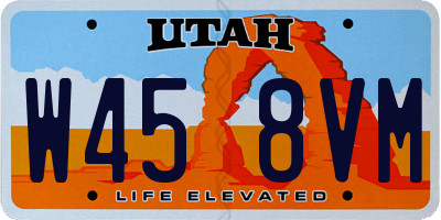 UT license plate W458VM