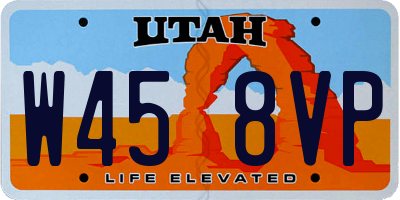 UT license plate W458VP
