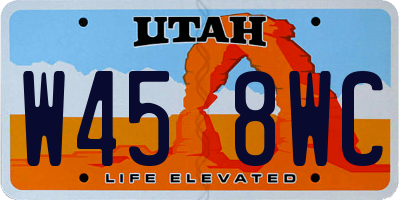 UT license plate W458WC