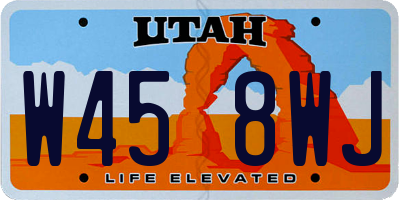 UT license plate W458WJ