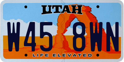 UT license plate W458WN