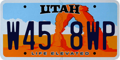 UT license plate W458WP