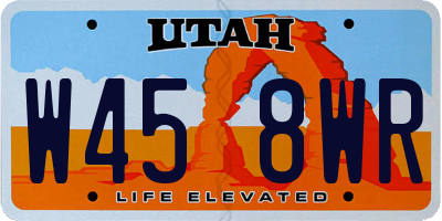 UT license plate W458WR