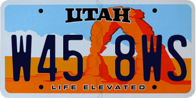 UT license plate W458WS