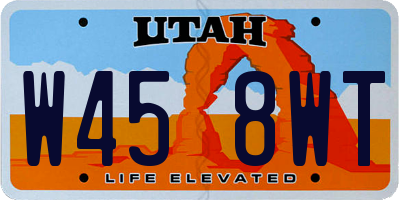 UT license plate W458WT