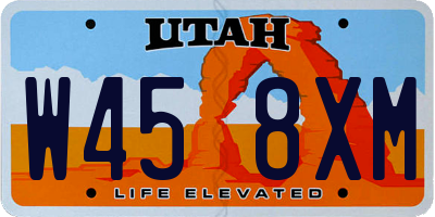 UT license plate W458XM