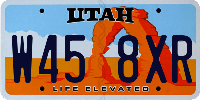 UT license plate W458XR