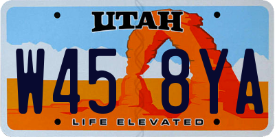 UT license plate W458YA