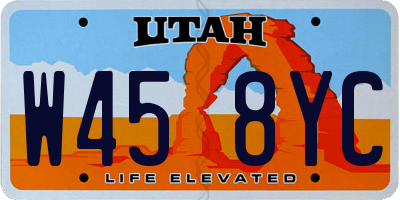 UT license plate W458YC